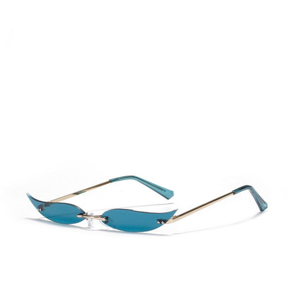 Rimless Metal Pointed Cat-eye Sunglasses