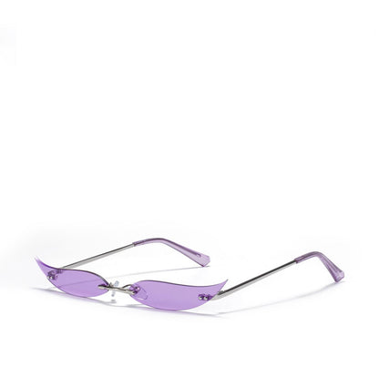 Rimless Metal Pointed Cat-eye Sunglasses