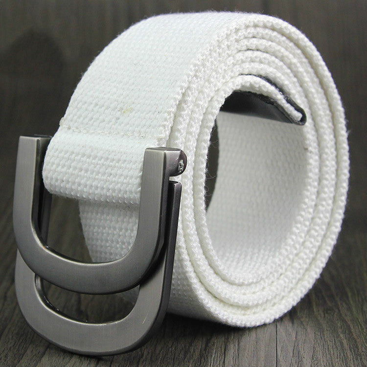 Double-loop buckle D canvas belt