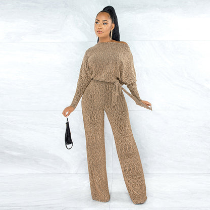 Ladies Fashion High Stretch Loose Jumpsuit