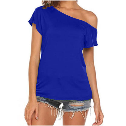 Women's diagonal off-shoulder T-shirt