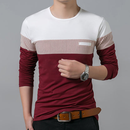 Vertical stripes long sleeve casual T-shirt