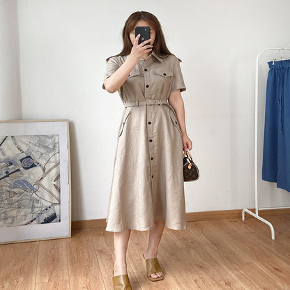 Linen French tooling style dress women