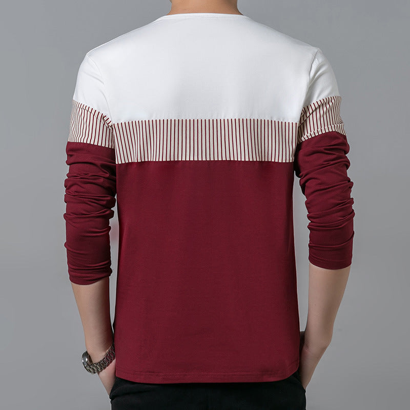 Vertical stripes long sleeve casual T-shirt