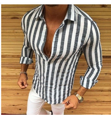 Striped long sleeve button shirt