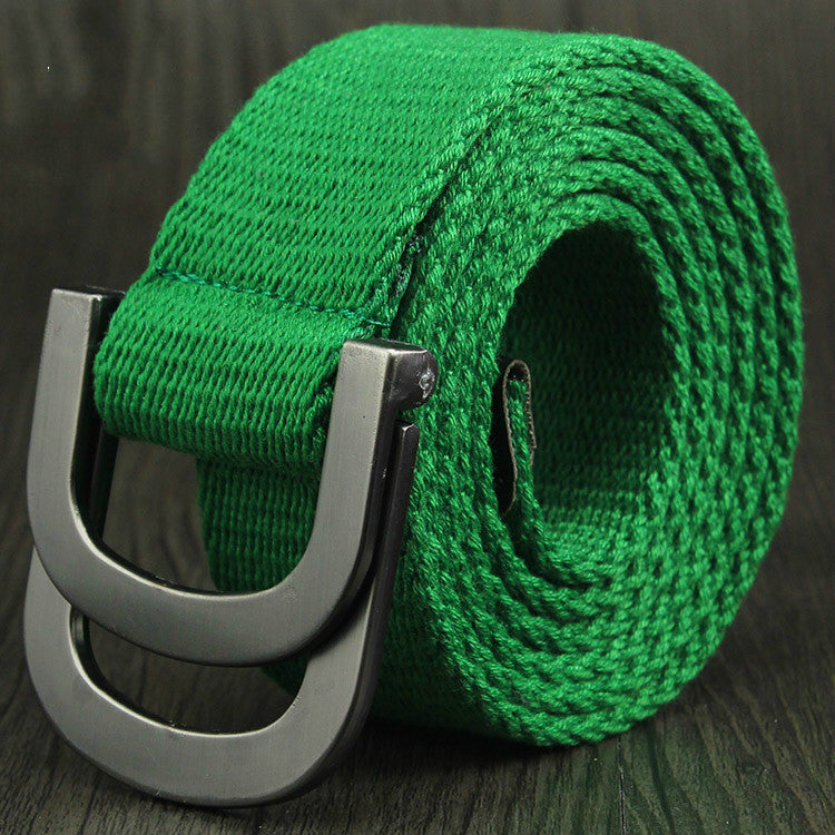 Double-loop buckle D canvas belt