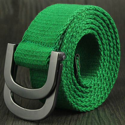 Double-loop buckle D canvas belt