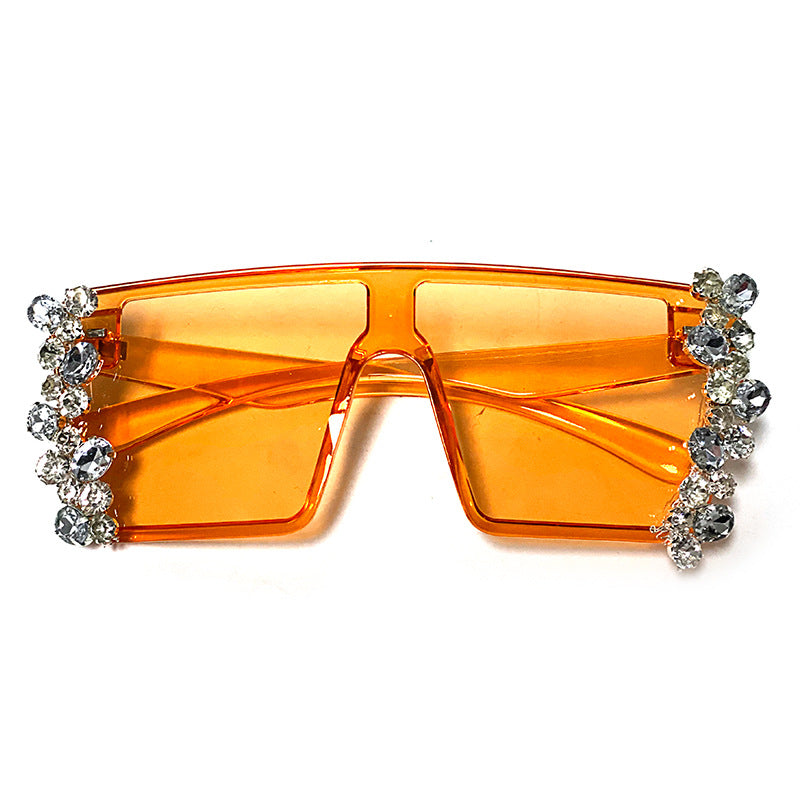 Large Square Frame Diamond Chain Diamond Sunglasses