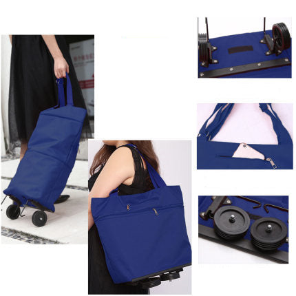 Hand bag shopping cart, folding towing bag retractable