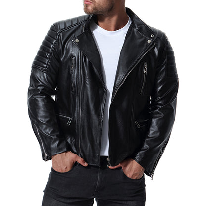 Locomotive Lapel Fashion Leather Jacket