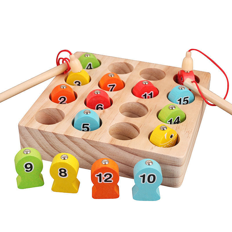 Digital fishing toy wooden magnetic