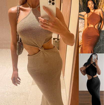 Summer New Style Halter Halter Sexy Holiday Hollow Dress Slim Skirt