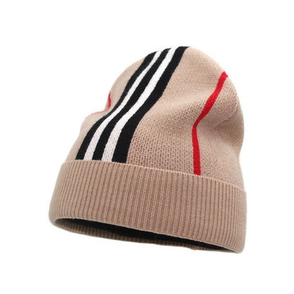 Letter Knitted Hat Warm European Ear Protection Wool Striped Outdoor Women