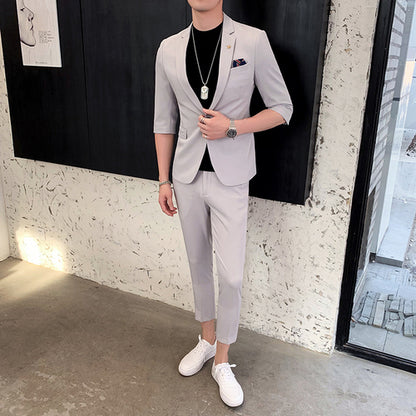 Three-quarter Sleeve Suit Men's Suit Korean Version Of The Trend Of Casual Men's Mid-sleeve Suit