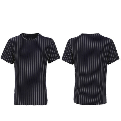 Striped round neck short sleeve men