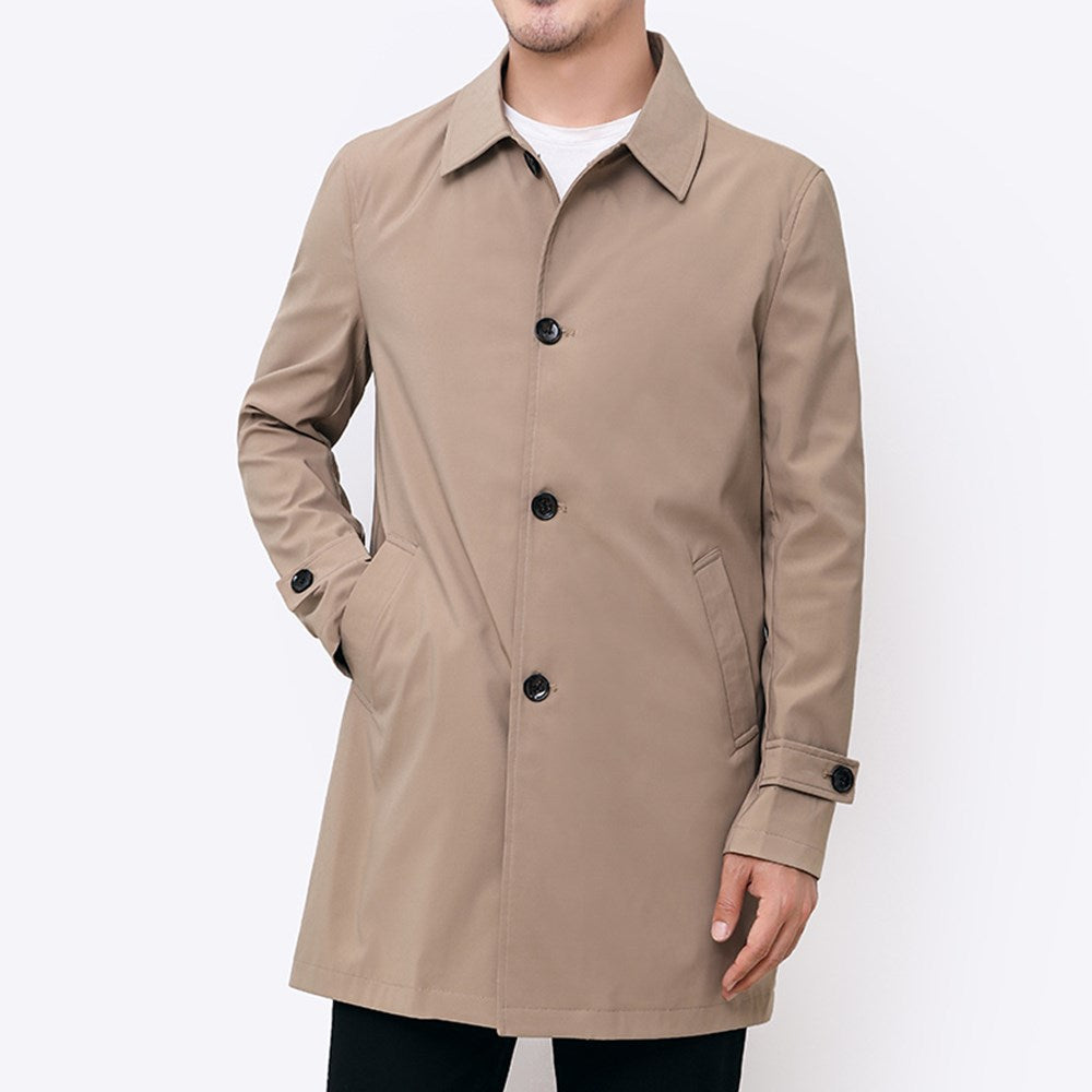 Casual Windbreaker Men's Casual Long Lapel Coat