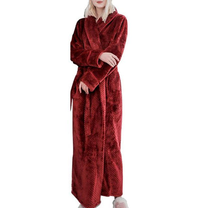 Winter Sleep Bath Robe Women Men Warm Fleece  Robes