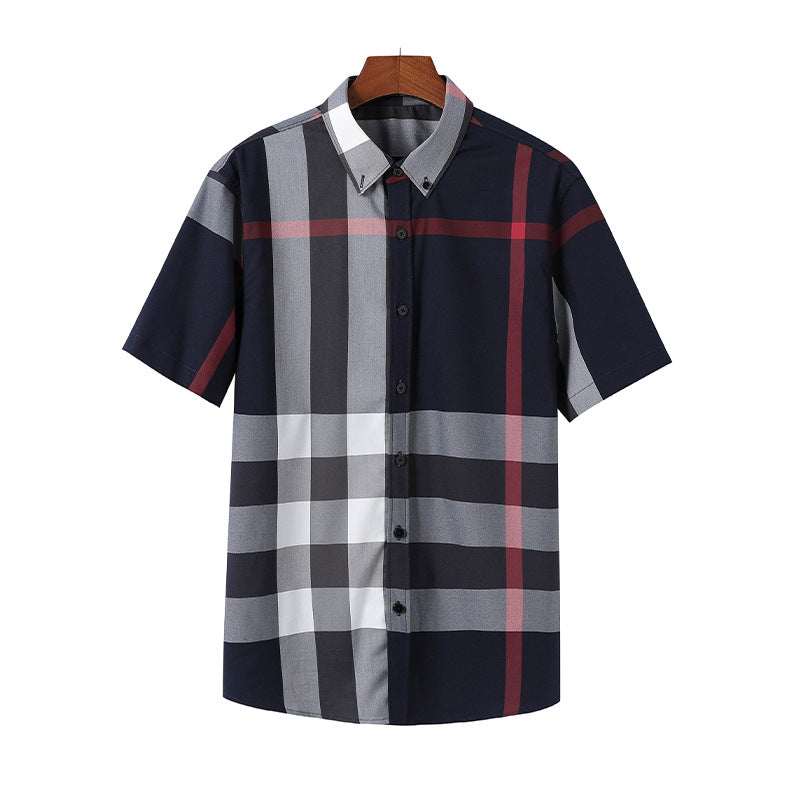 Fashion Check New Product Business Casual Short Sleeve Sleeve Men And Women Same Check Shirt