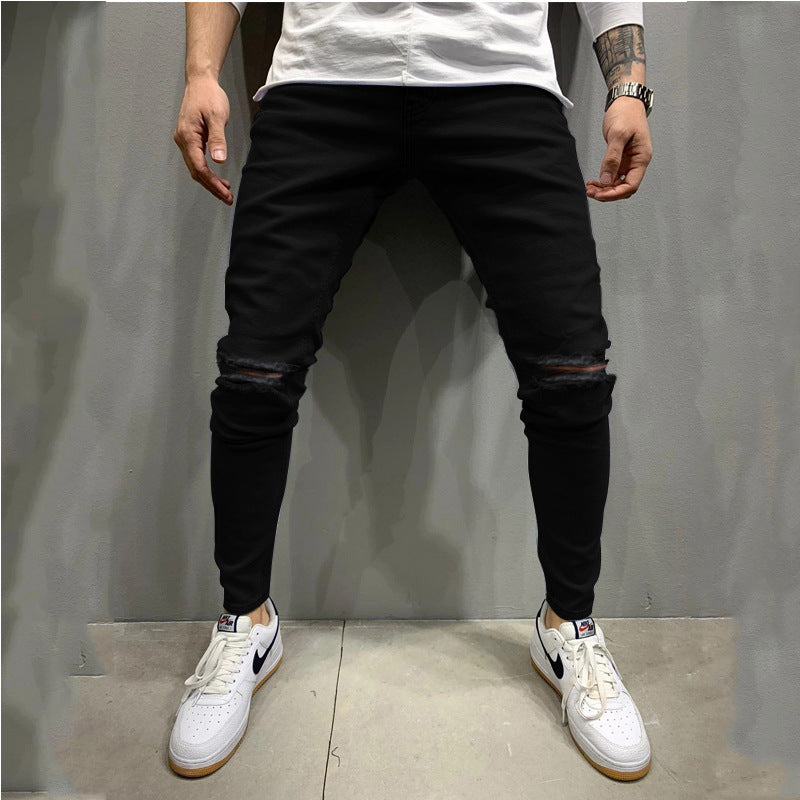 Fashion Light Blue Ripped Slim Fit Jeans