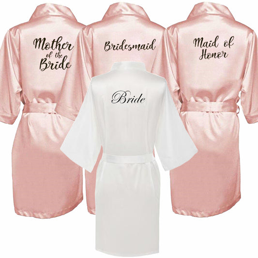 New Bride Bridesmaid Robe With White Black Letters Mother