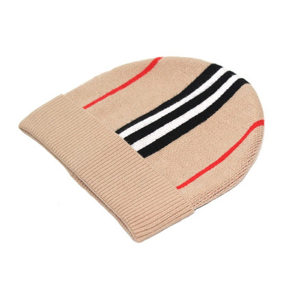 Letter Knitted Hat Warm European Ear Protection Wool Striped Outdoor Women