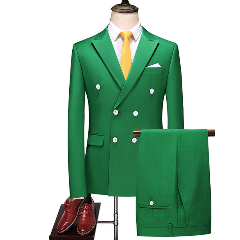 Male Host Two-piece Large Size Solid Color Suit