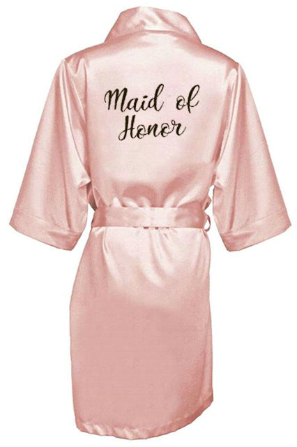 New Bride Bridesmaid Robe With White Black Letters Mother