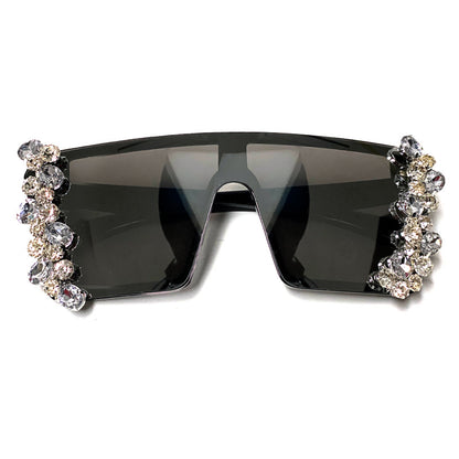 Large Square Frame Diamond Chain Diamond Sunglasses