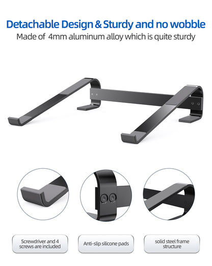 Laptop Stand Aluminium Portable Removable Laptop Rise Ventilated Detachable Ergonomic Laptop Holder