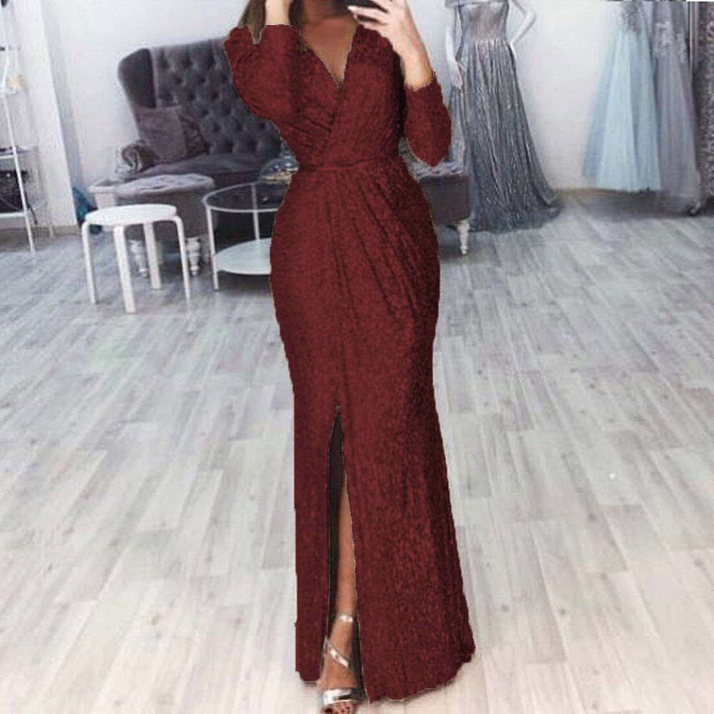 Women's Long Dress Evening Dress Deep V-neck