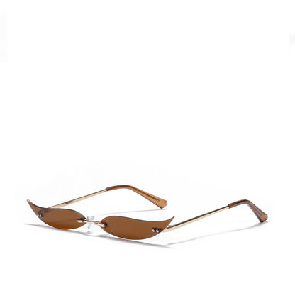 Rimless Metal Pointed Cat-eye Sunglasses