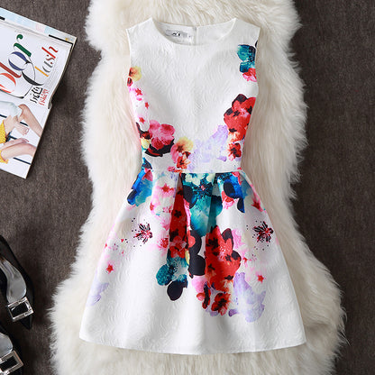 Fashion Print Dress Slim Slimming Sleeveless A-line Skirt