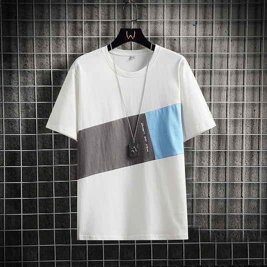 Summer Stitching Short-Sleeved T-Shirt Men's New Trend Casual T-Shirt
