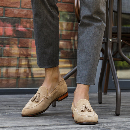 Men's Suede Leather One-step Tassel Loafers