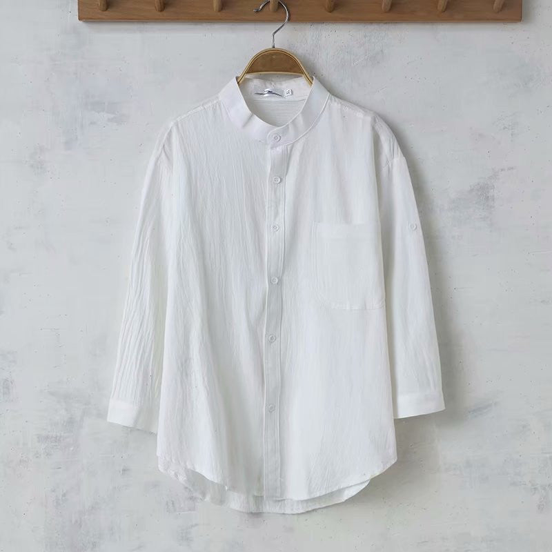 Summer Linen Shirt Men's Cotton And Linen Casual Loose Shirt