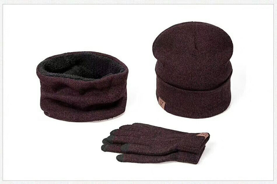 Fashion Men's Warm Hat And Velvet Three-piece Suit