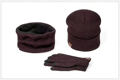 Fashion Men's Warm Hat And Velvet Three-piece Suit