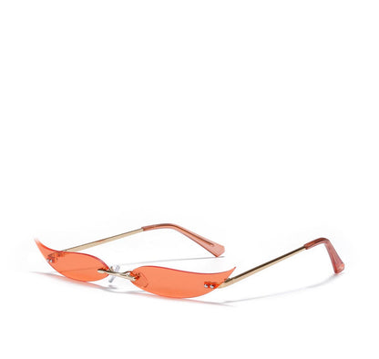 Rimless Metal Pointed Cat-eye Sunglasses