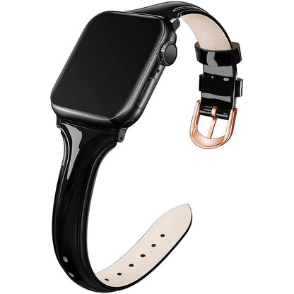 Compatible with Apple, Suitable For Apple Watch 6se Strap Apple Watch Small Waist Glossy Patent Leather Iwatch Leather Strap