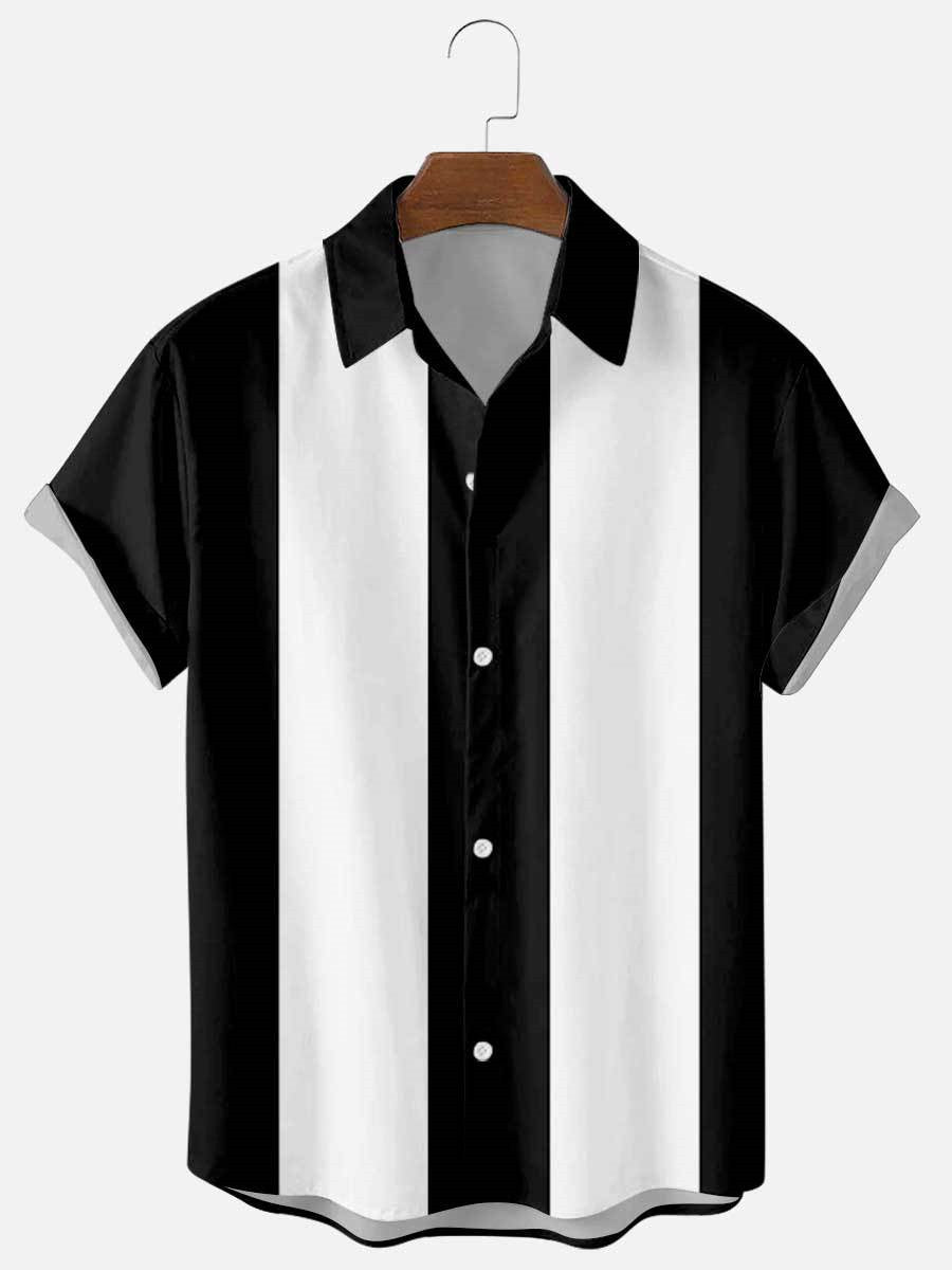 Summer Short-sleeved Shirt, Striped 3D Digital Printing, Men's Top Shirt