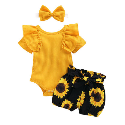 Summer Newborn Set With Short Sleeves And Headband