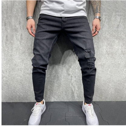 Fashion Light Blue Ripped Slim Fit Jeans