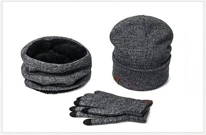 Fashion Men's Warm Hat And Velvet Three-piece Suit