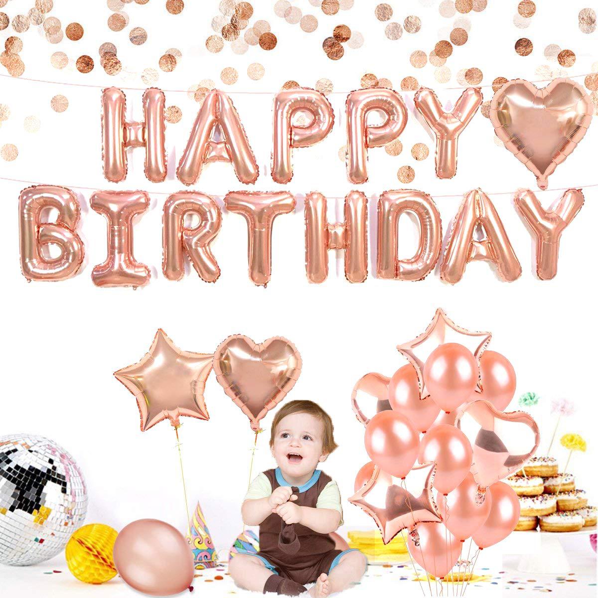 Happy Birthday Birthday Letter 16 Inch Rose Gold Balloon Set