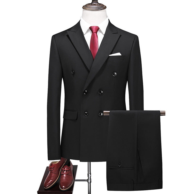 Male Host Two-piece Large Size Solid Color Suit