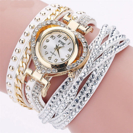 Ladies Round Diamond Love Dial Bracelet Watch